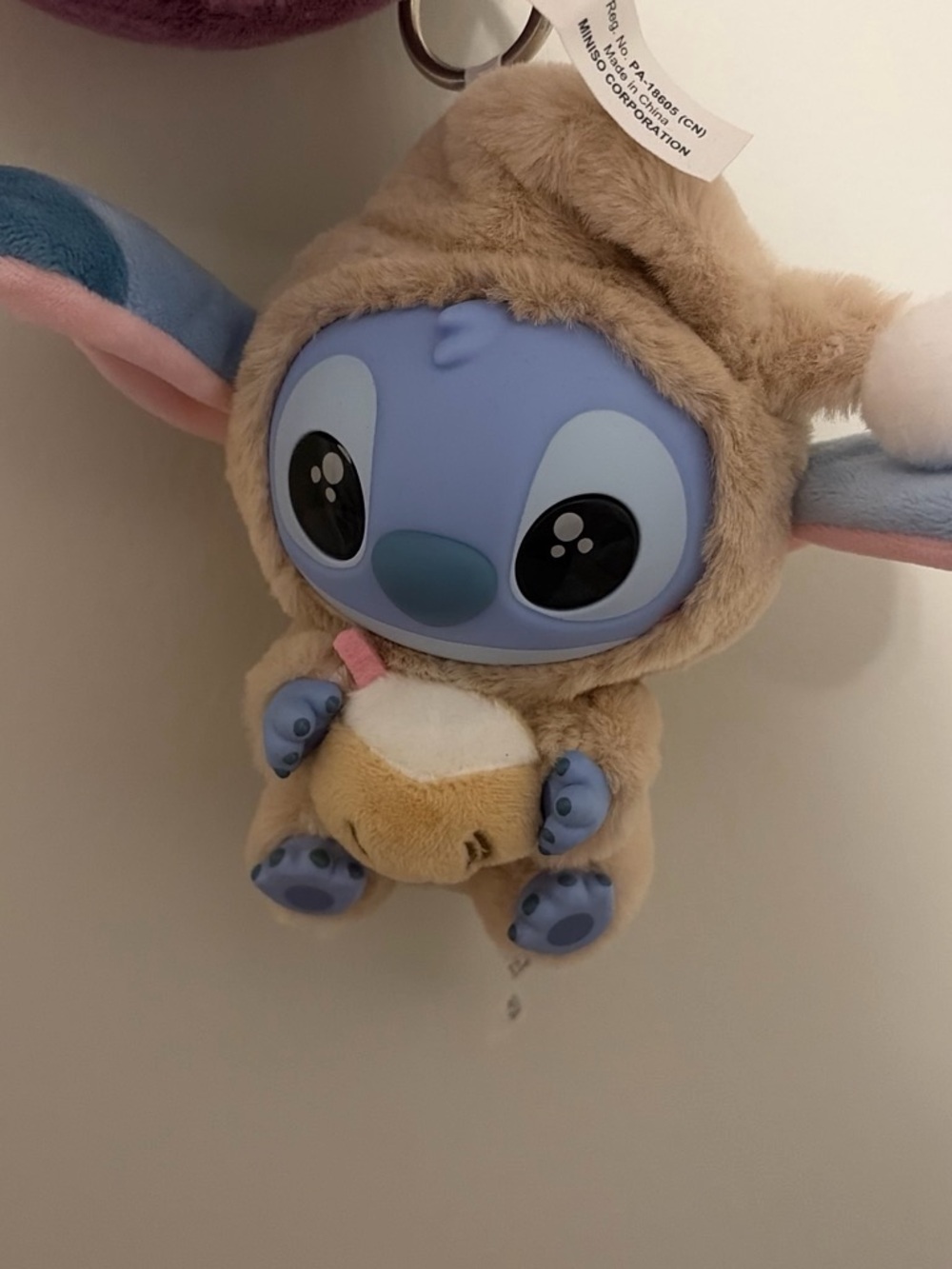 Plush Blue Stitch Keychain in Tan Hood - Kids Toys